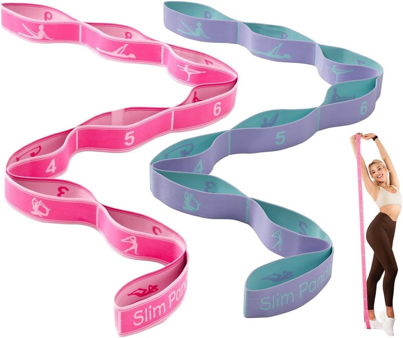 Slim Panda Stretch Strap, Dance Stretch Bands Flexibility, Elastic Yoga Stretching Strap with 9 Loops for Physical Therapy, Pilates, Yoga, Ballet, Gymnastics Stretching Bands for Exercise - Image 1